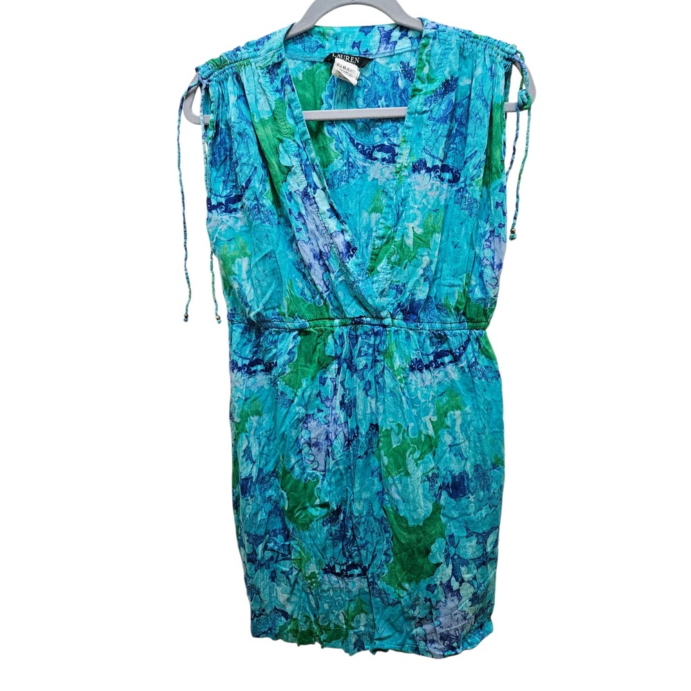 Lauren Ralph Lauren Dress Floral Print Sleeveless Swimsuit Cover Women's L